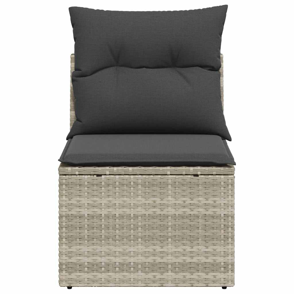 Tuinbank zonder armleuning met kussens poly rattan lichtgrijs