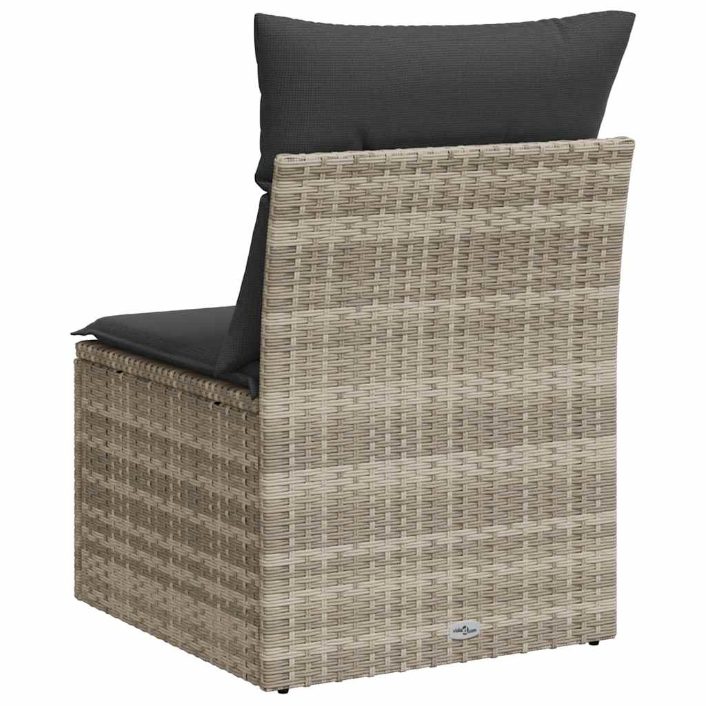Tuinbank zonder armleuning met kussens poly rattan lichtgrijs