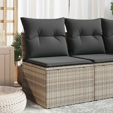 Tuinbank zonder armleuning met kussens poly rattan lichtgrijs