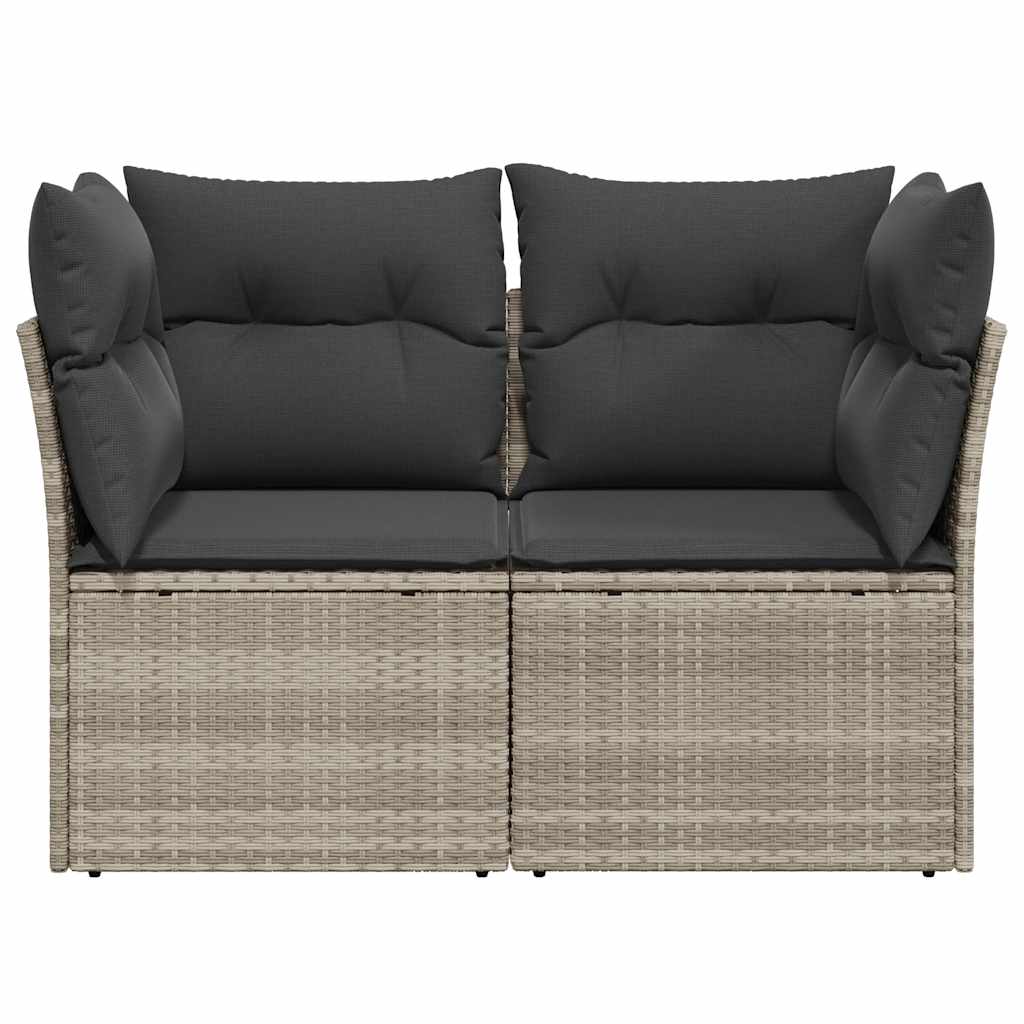 Tuinbank 2-zits met kussens poly rattan lichtgrijs