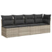 Tuinbank 4-zits met kussens poly rattan lichtgrijs
