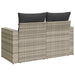 Tuinbank 2-zits met kussens poly rattan lichtgrijs