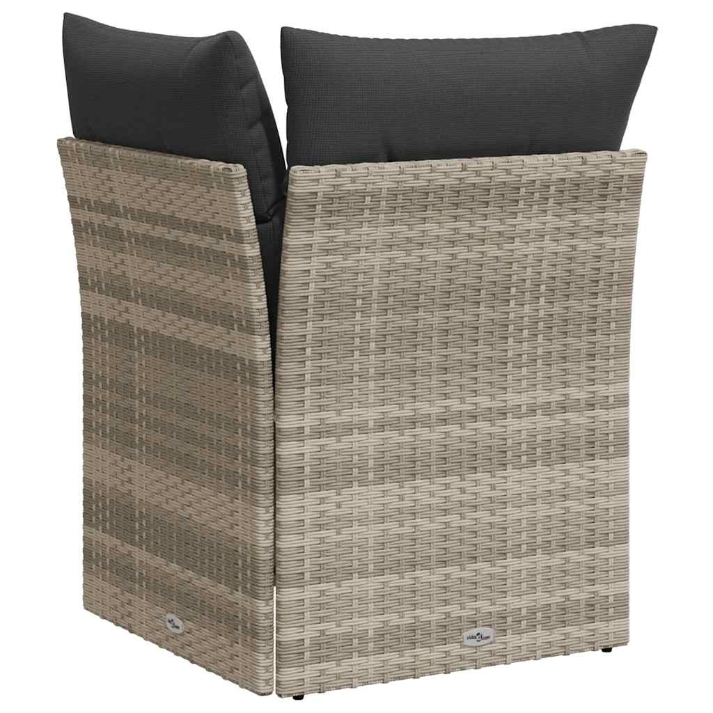 Tuinhoekbank met kussens poly rattan lichtgrijs