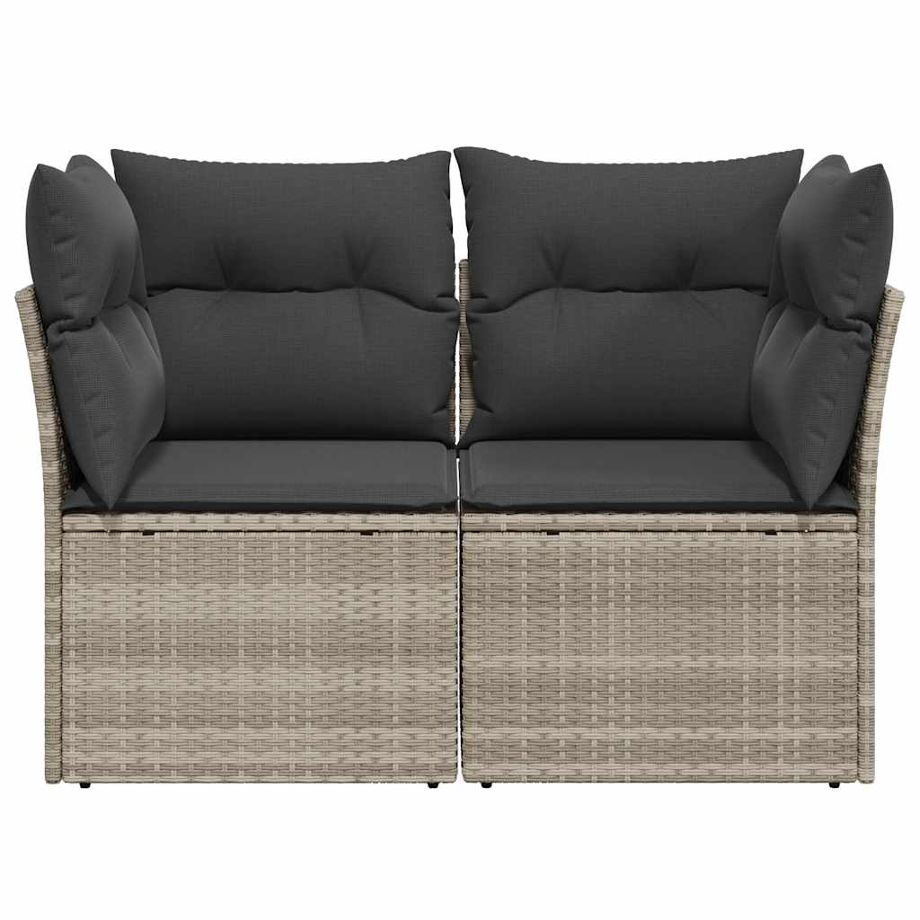 Tuinbank 2-zits met kussens poly rattan lichtgrijs