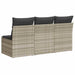 Tuinbank 3-zits met kussens poly rattan lichtgrijs
