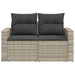Tuinbank 2-zits met kussens poly rattan lichtgrijs