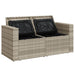 Tuinbank 2-zits met kussens poly rattan lichtgrijs