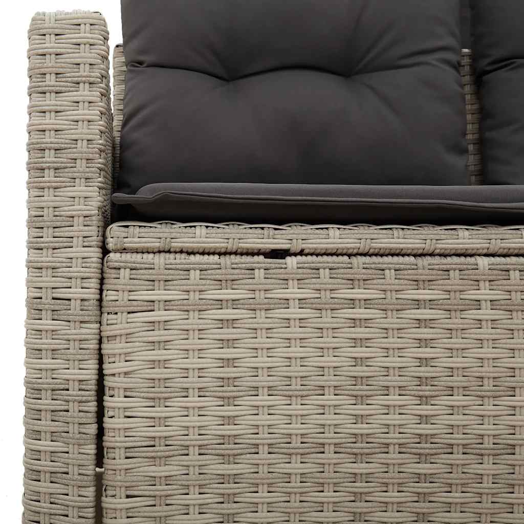 Tuinbank 2-zits met kussens poly rattan lichtgrijs
