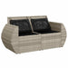 Tuinbank 2-zits met kussens poly rattan lichtgrijs