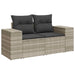 Tuinbank 2-zits met kussens poly rattan lichtgrijs