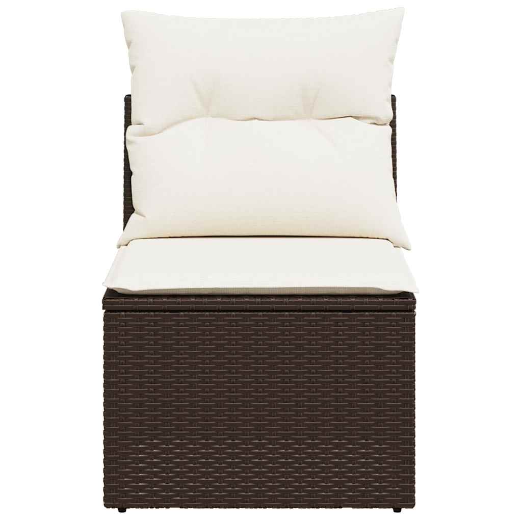 Tuinbank zonder armleuning met kussens poly rattan bruin
