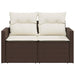 Tuinbank 2-zits met kussens poly rattan bruin