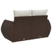 Tuinbank 2-zits met kussens poly rattan bruin