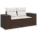 Tuinbank 2-zits met kussens poly rattan bruin