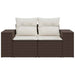 Tuinbank 2-zits met kussens poly rattan bruin