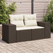 Tuinbank 2-zits met kussens poly rattan bruin