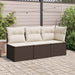 Tuinstoel zonder armleuning met kussens poly rattan bruin