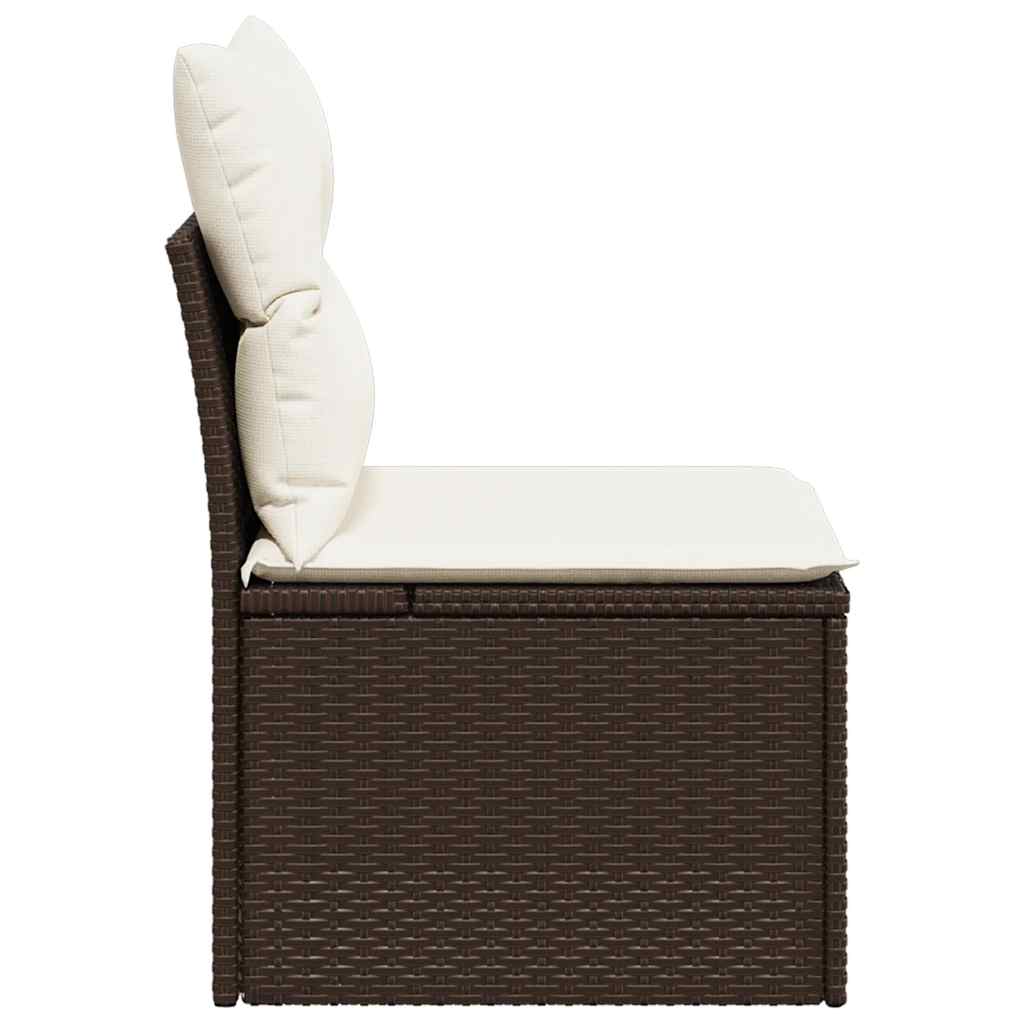 Tuinstoel zonder armleuning met kussens poly rattan bruin