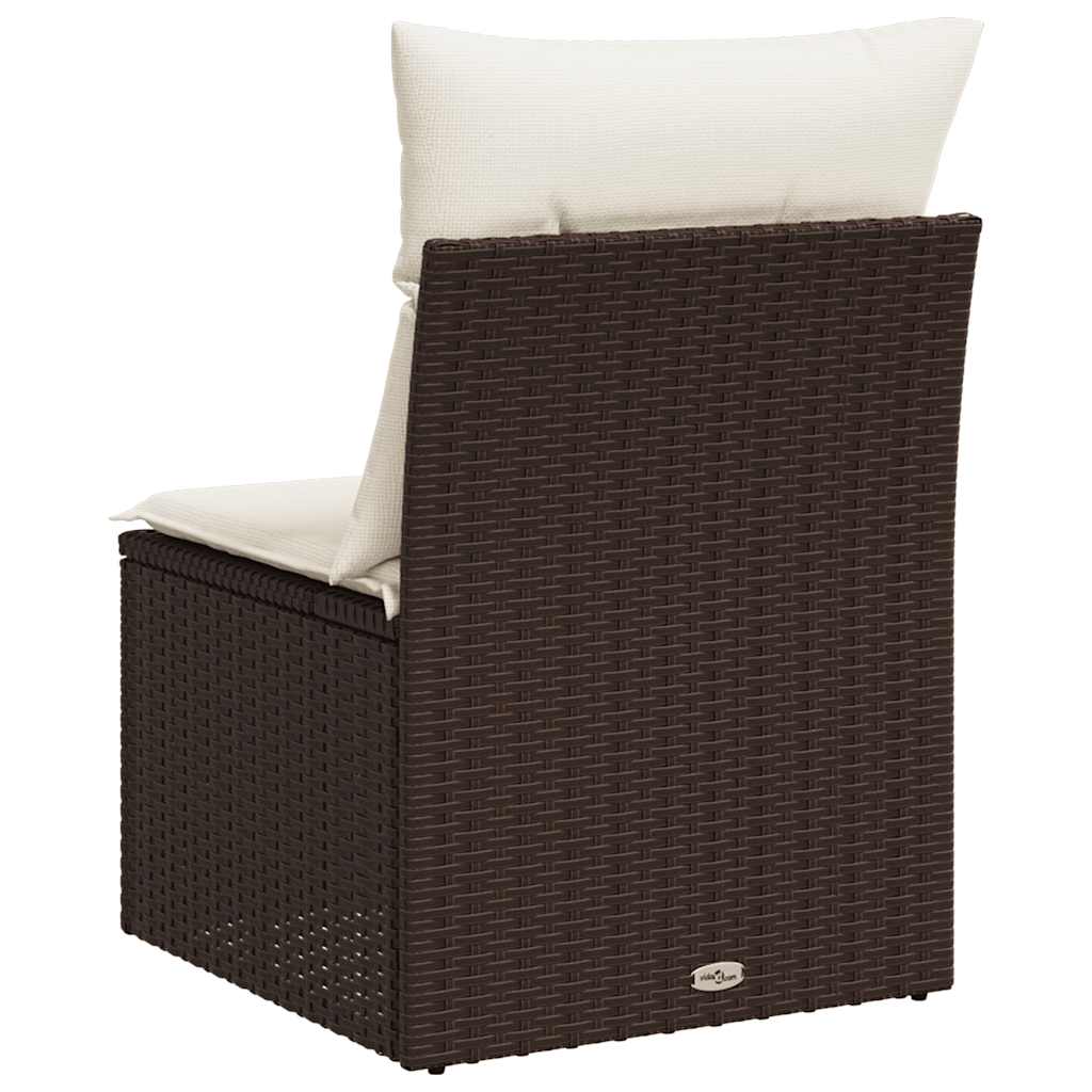 Tuinstoel zonder armleuning met kussens poly rattan bruin