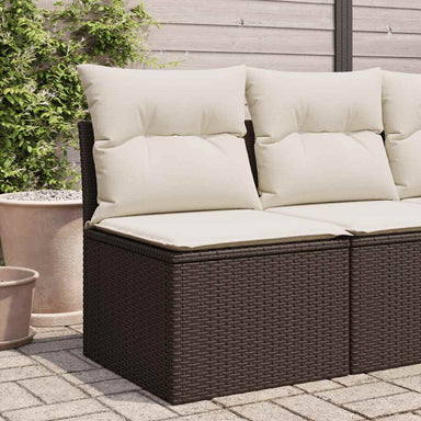 Tuinstoel zonder armleuning met kussens poly rattan bruin