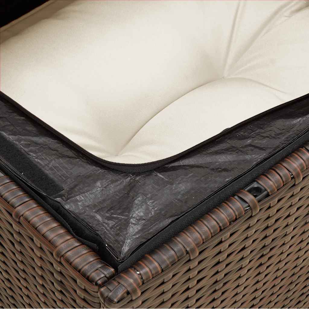 Tuinbank 2-zits met kussens poly rattan bruin