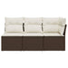 Tuinbank 3-zits met kussens poly rattan bruin