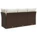 Tuinbank 3-zits met kussens poly rattan bruin