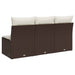 Tuinbank 3-zits met kussens poly rattan bruin