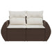 Tuinbank 2-zits met kussens poly rattan bruin