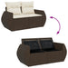 Tuinbank 2-zits met kussens poly rattan bruin