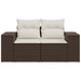 Tuinbank 2-zits met kussens poly rattan bruin