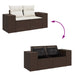 Tuinbank 2-zits met kussens poly rattan bruin