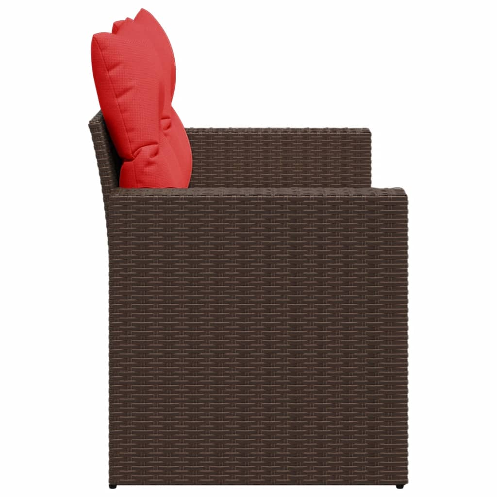 Tuinbank met kussens 2-zits poly rattan bruin