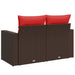 Tuinbank met kussens 2-zits poly rattan bruin