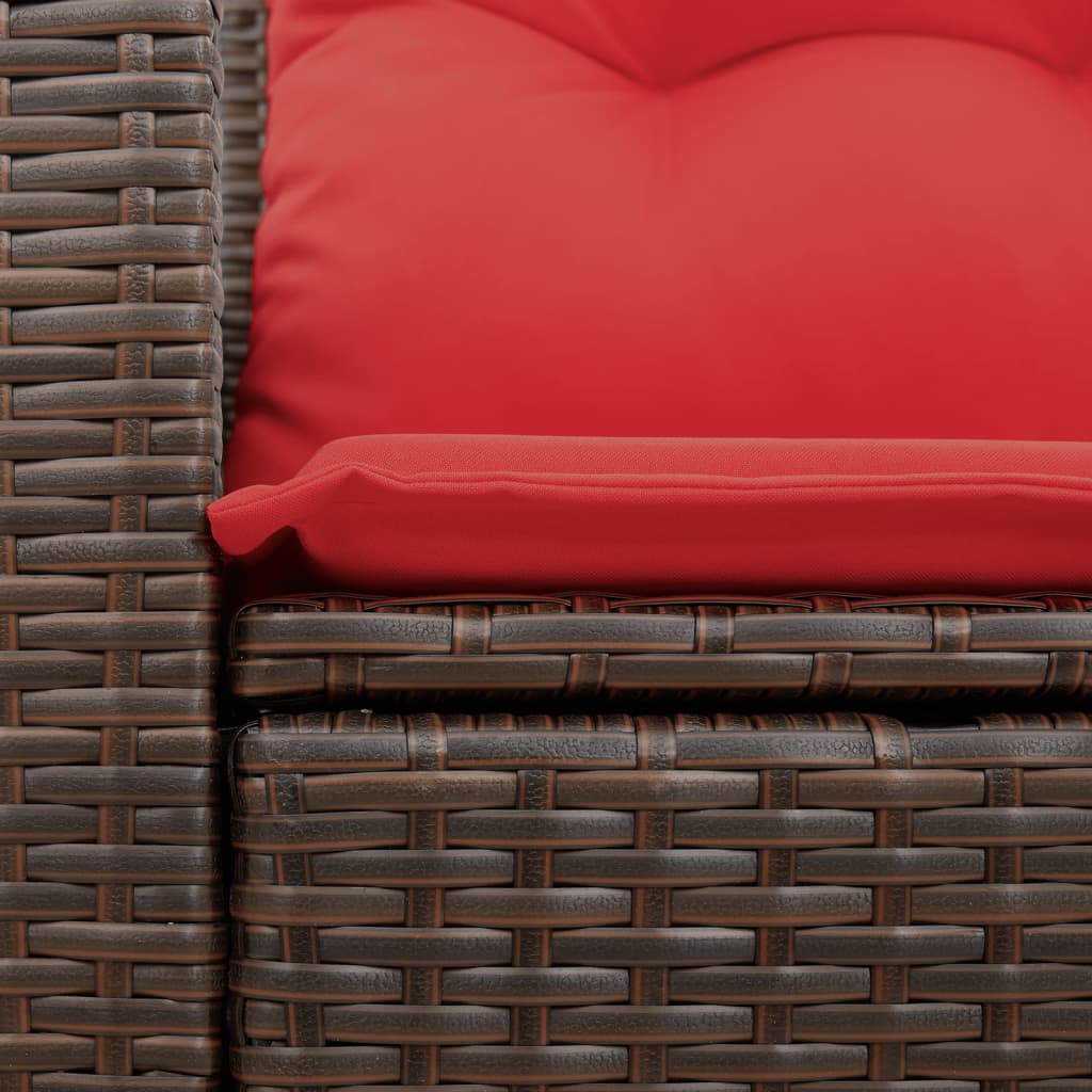 Tuinbank met kussens 2-zits poly rattan bruin