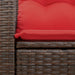 Tuinbank met kussens 2-zits poly rattan bruin