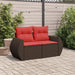 Tuinbank met kussens 2-zits poly rattan bruin