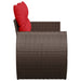Tuinbank met kussens 2-zits poly rattan bruin