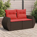 Tuinbank met kussens 2-zits poly rattan bruin