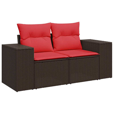 Tuinbank met kussens 2-zits poly rattan bruin