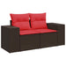 Tuinbank met kussens 2-zits poly rattan bruin