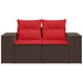 Tuinbank met kussens 2-zits poly rattan bruin