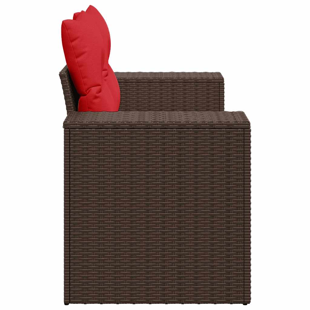 Tuinbank met kussens 2-zits poly rattan bruin