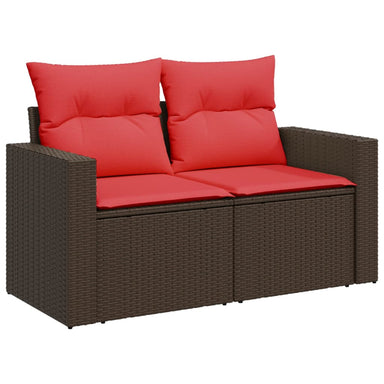 Tuinbank met kussens 2-zits poly rattan bruin
