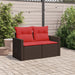Tuinbank met kussens 2-zits poly rattan bruin