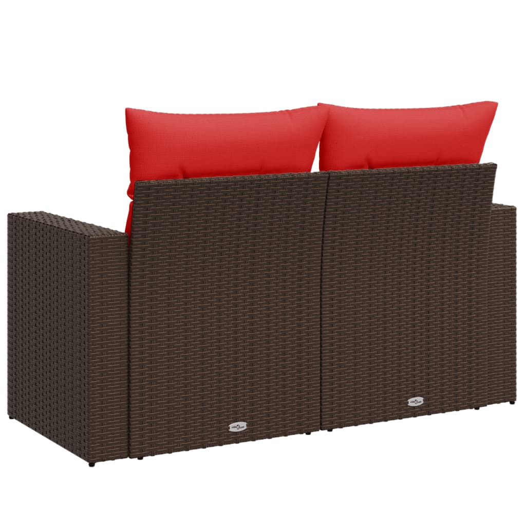 Tuinbank met kussens 2-zits poly rattan bruin