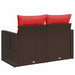 Tuinbank met kussens 2-zits poly rattan bruin