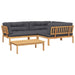 4-delige Loungeset pallet met kussens massief acaciahout
