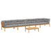 5-delige Loungeset pallet met kussens massief acaciahout