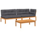 3-delige Loungeset pallet met kussens massief acaciahout